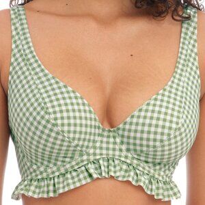 Freya Check In High Apex Bikini Top Khaki